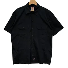 Dickies FLEX ディッキーズ フレックス ワークジャケット ダブルポケット 半袖シャツ ボタンダウン ワンポイント刺繡 オーバーサイズ ビッグシルエット Honduras製 Mサイズ ブラック