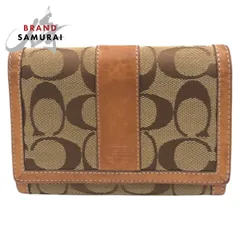 COACH コーチ シグネチャー ブラウン キャンバス/レザー 二つ折り財布 折り財布 コンパクトウォレット レディース 600291【中古】