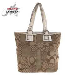COACH コーチ シグネチャー パッチワーク ベージュ ブラウン シルバー金具 キャンバス/パイソン 10089 トートバッグ 600302【中古】