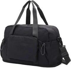 Takusan Shopping ボストンバッグ 大容量 拡張 軽量 キャリーオンバッグ サブバッグ 折り畳み 2WAY コンパクト 一泊二日 合宿 旅行 修学旅行 ユニセックス (ブラック)