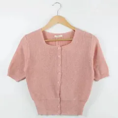 FREE ピンクリネン半袖ニットカーディガン ピンクサマーニットカーディガン ピンクStarship Square スタシゴージカーディガン