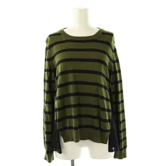 ミュベールワーク MUVEIL WORK サイドレースボーダーニット トップス カットソー 長袖 38 カーキ /HK ■OS