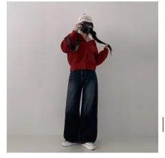 ハイウエスト インディゴデニム デニム パンツ (交換可能