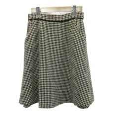 プロポーション ボディドレッシング PROPORTION BODY DRESSING フレアスカート ウール ひざ丈 千鳥格子 千鳥柄 3 白 ホワイト 黒 ブラック /XZ ■GY58