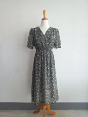 フラワー パターン ロング ワンピース