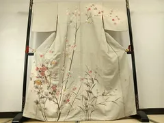 平和屋着物●訪問着　友禅　作家物　枝花文　暈し染め　金彩　正絹　逸品　AABG4369fy