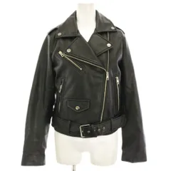 ザラ ZARA ライダースジャケット フェイクレザージャケット 上着 S 黒 ブラック ダブル ベルト付き /HN