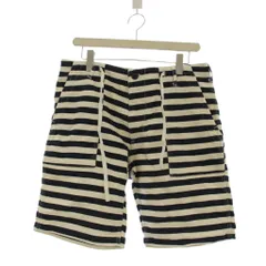 エフオービーファクトリー FOB FACTORY パンツ L 白 紺 ボーダー柄 ショート丈 ドローストリング /JPのサムネイル