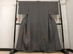 平和屋着物●訪問着　刺繍　ろうけつ染め　葡萄唐草文　正絹　逸品　AABG5754ph