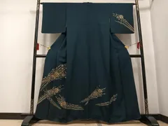 平和屋着物●訪問着　手描き　草花文　金糸　正絹　逸品　AABG5778ph