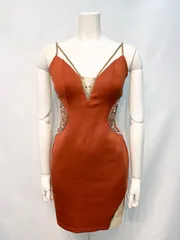 2482 AR Angel R エンジェルアール　キャバクラ　ドレス　伸縮性　シースルー　ストーン　ビジュー　キラキラ　タイト　ミニ　キャバドレス　M