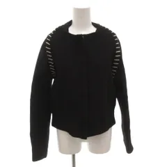 ランバン LANVIN ノーカラージャケット ブルゾン ジップアップ ステッチ ストレッチ ウール 40 黒 ブラック /FFのサムネイル