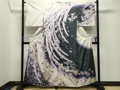 辻ヶ花訪問着・銀道し 黒緑&紫 - メルカリ