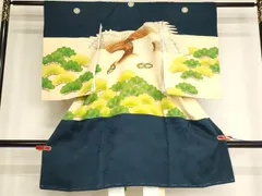 平和屋着物[]お宮参り　男の子　祝着　産着　初着　のしめ　刺繍　鷹　松　金糸　金彩　逸品　AABG3193ja