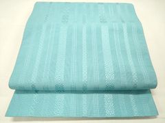 名古屋帯】夏帯 正絹 開き仕立て 薄物 盛夏 薄緑色 本場筑前博多織 K 