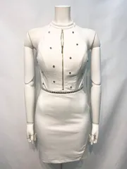 2483 DAZZY デイジー　キャバクラ　ドレス　伸縮性　ストーン　キラキラ　タイト　ミニ　フロントジップ　キャバドレス　S