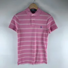 ポロ ピンク ストライプ 半袖 カラーTシャツ XS 250813