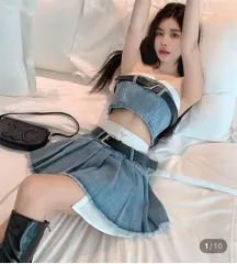 デニムツーピース set デニムチューブトップ