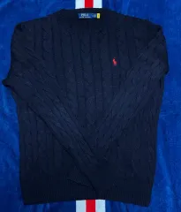 ポロ ケイブル ニット (ネイビー M)