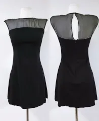 ZARA(ザラ) シースルー バイカラー ミニワンピース 44 黒 キャバドレス XS