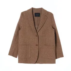 S ZIOSONGZIO キャメル ヘリンボーン コート シングルブレスト ジャケット