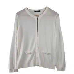 GIVORS 白 ジップアップ ニット カーディガン L