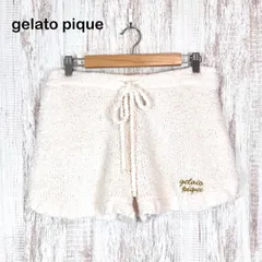 gelato pique ジェラートピケ ロゴ刺繍 ボア ルームウェア ショートパンツ ホワイト レディース ボトムス