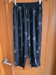 黒 花柄 涼しい 着映えするパンツ ( 77 さらに 可能