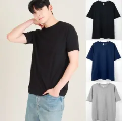 新品 ユニセックス 無地Tシャツ 3枚 (ネイビー+グレー+ブラック)