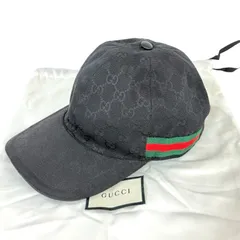 【美品】 GUCCI グッチ GGキャンバス キャップ 帽子 ブラック L 59cm シェリーライン 200035 メンズ