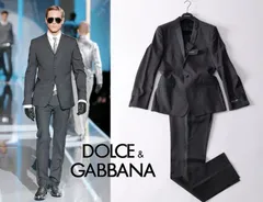正規★DOLCE&GABBANA ドルチェアンドガッバーナ★ピンストライプ1Bフォーマルスーツ GOLD★XL★グレー灰【本物保証】新品未使用★美ライン