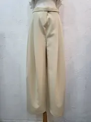 アイボリー ワイド プリーツ パンツ/ m
