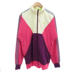 アディダスオリジナルス adidas originals ヴィンテージ 90s トラックジャケット ジップアップ フード収納 3ストライプス トレフォイルロゴ L マルチカラー /GV ☆AA★