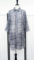 ZARA ZARA(ザラ) スパンコール ワンピース ロールアップ シースルー チェック柄ワンピース