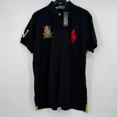 ポロラルフローレン ビックポニー エンブレム カラーTシャツ ブラック レッド