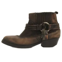 ディーゼル DIESEL サイドゴア ショートブーツ ウエスタン リング レザー ブラウン系 38 24cm位 ☆AA★