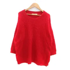 グローバルワーク GLOBAL WORK ニット セーター クルーネック 長袖 無地 L 赤 レッド /HO39