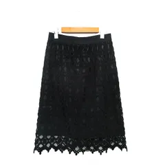 ルーニィ LOUNIE 総レース タイトスカート 膝丈 コットン 38 ブラック 黒 /KT4