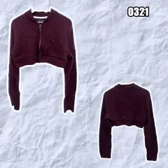 L トミーヒルフィガー クロップド ブルゾン ニット ジャケット