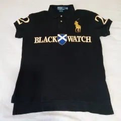 ポロラルフローレン ブラック ウォッチ ビックポニー カラーTシャツ ブラック GOLD