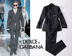 正規★DOLCE&GABBANA ドルチェアンドガッバーナ★シグネチャー3つ釦ストライプスーツ 52 3L★ネイビー紺【本物保証】新品未使用
