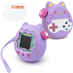 たまごっちパラダイス シリコンケース + 2枚 フィルム 全面保護 キズ防止 耐衝撃 防塵 生活防水 かわいい サイドボタンカバー ストラップ付き 紛失防止 Tamagotchi Paradise 対応 (ラベンダー)koe 4f534239