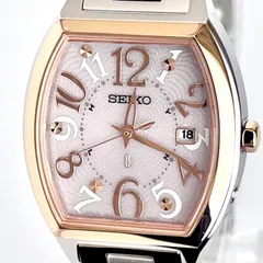 【セイコー ルキア レディース 腕時計 稼働 電波ソーラー 磨き済み】SEIKO LUKIA 美品 ピンクシルバー文字盤 ゴールド