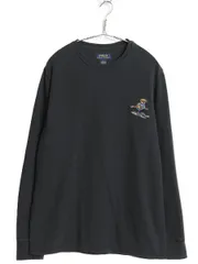 【お得なクーポン配布中!】 ポロベア ポロ ラルフローレン 長袖 サーマル Tシャツ メンズ L 古着 ロンT ロングスリーブ ワッフル コットン カットソー キャラクター 黒