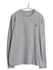 【お得なクーポン配布中!】 ポロ ラルフローレン 長袖 Tシャツ メンズ M 古着 ロンT ロングスリーブ コットン シングルステッチ ワンポイント カットソー インナー 灰