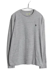 【お得なクーポン配布中!】 ポロ ラルフローレン 長袖 Tシャツ メンズ M 古着 ロンT ロングスリーブ コットン シングルステッチ ワンポイント カットソー インナー 灰