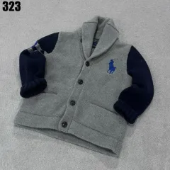 ポロ ラルフローレン キッズ カーディガン グレー/ネイビー