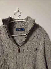 ポロラルフローレン ハーフジップアップ ケーブルニット プルオーバー L