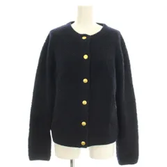 プラステ PLST 24AW エクストラファインメリノウールミドルゲージパイル カーディガン ニット L ネイビー 紺 12-4403027 /☆G