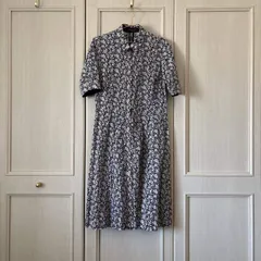 55 AMACA アマカ 花柄 ワンピース シャツ ロング 半袖　Lサイズ 40 11号　総柄　お呼ばれ　デート　オフィスカジュアル　食事会